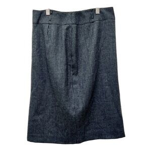 Anne‎ Klein Womens Pencil Skirt Sz 12 Black Grey Houndstooth Stretch Career Wool